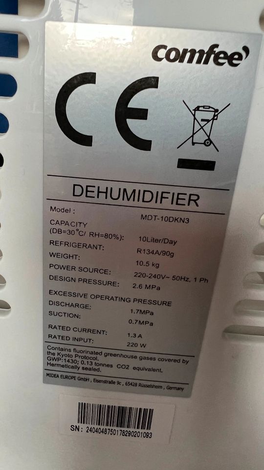 Comfee Luftentfeuchter MDT-10DKN3 gebraucht in Teltow