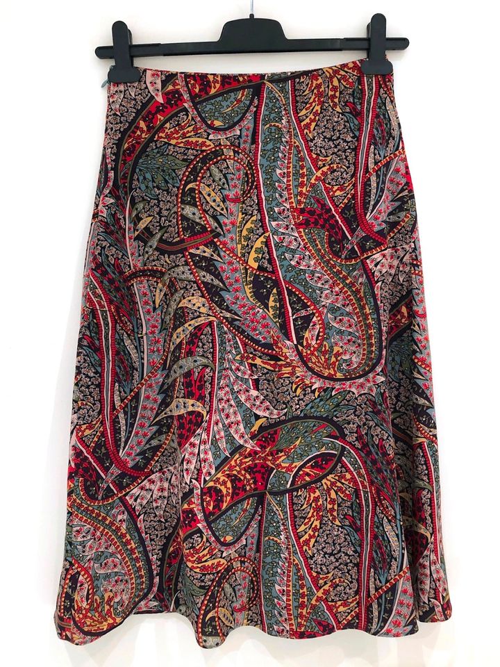 Vanessa Bruno Midi Rock 34 XS Paisley Blau Grün Rot Seide Skirt in Hamburg