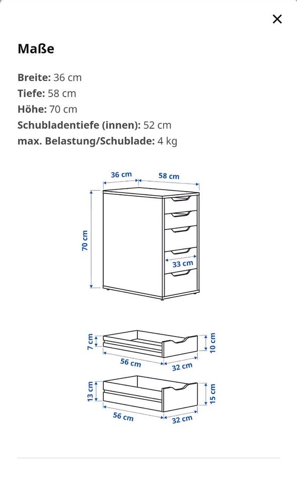 Neuw! Ikea Alex Rollcontainer Kommode Schubladenelement Unterschr in Bielefeld