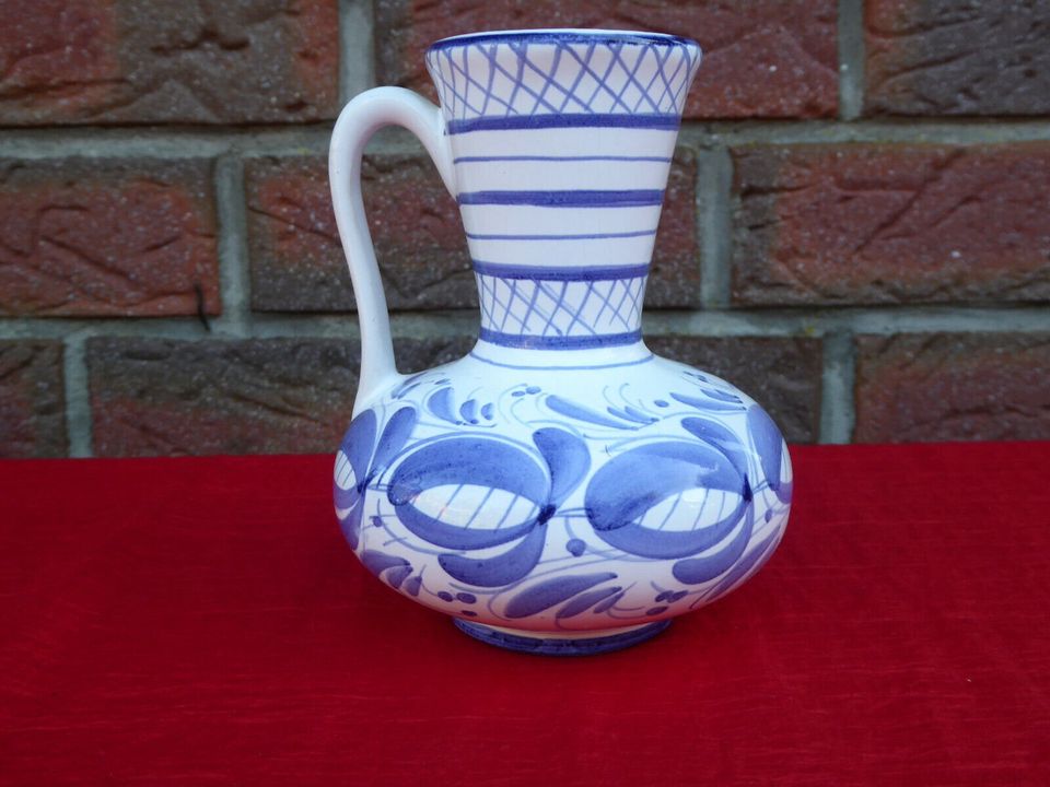 Jawe Keramik Vase blau Henkelvase Blume-Vase Handmalerei handbema in Flintbek