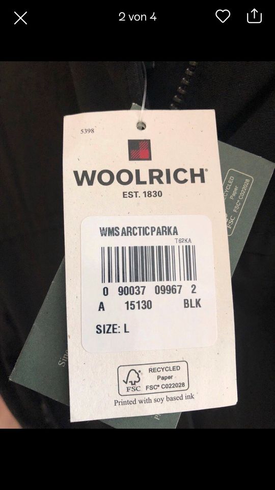 Woolrich Original Arctic Parka Gr. L schwarz mit  Fell in Staudernheim