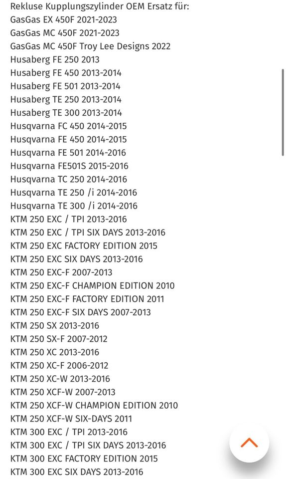 Rekluse Kupplungsnehmerzylinder KTM SXF EXC GasGas EXF MCF in Wachstedt
