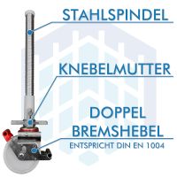 Gerüstrollen 150 mm mit Stahlspindel (4 Stück), 400 kg, DIN 1004 Nordrhein-Westfalen - Bad Honnef Vorschau