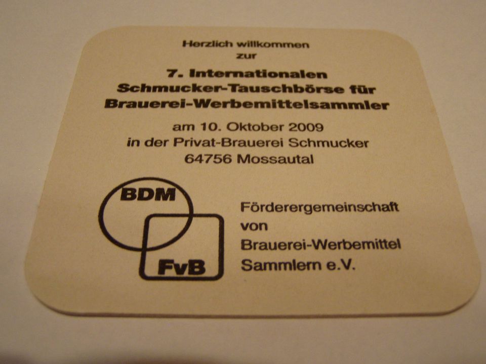 Bierdeckel Braueideckel Schmucker 7. Intern. Tauschbörse in Gundelsheim