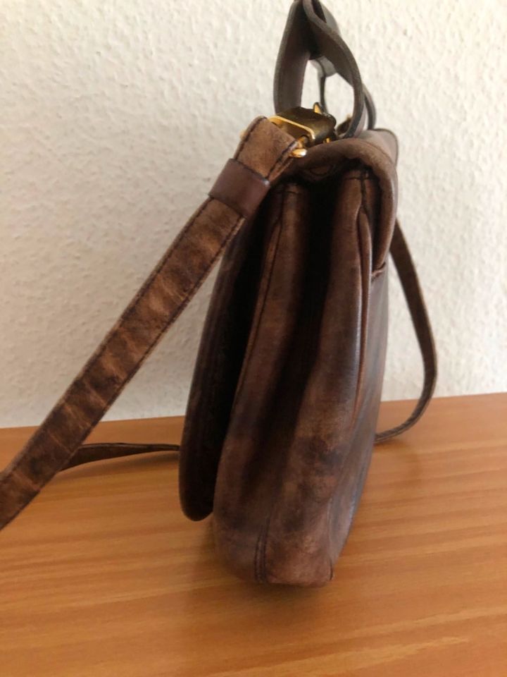 Goldpfeil Tasche Leder braun Vintage 70-er in Heidelberg