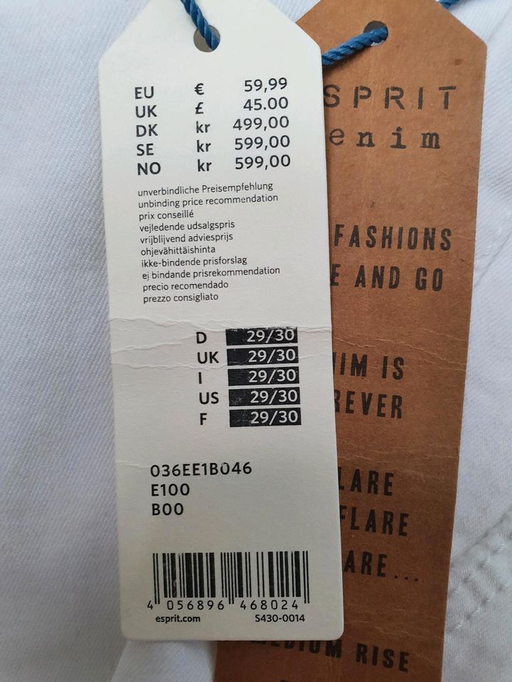 Schicke stretchige weiße Jeans von Esprit, Größe 29/30 in Mittenaar