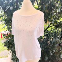 Damenoberteil Top Madeleine 40 L weiß Glitzer T-Shirt designers Bayern - Neu Ulm Vorschau