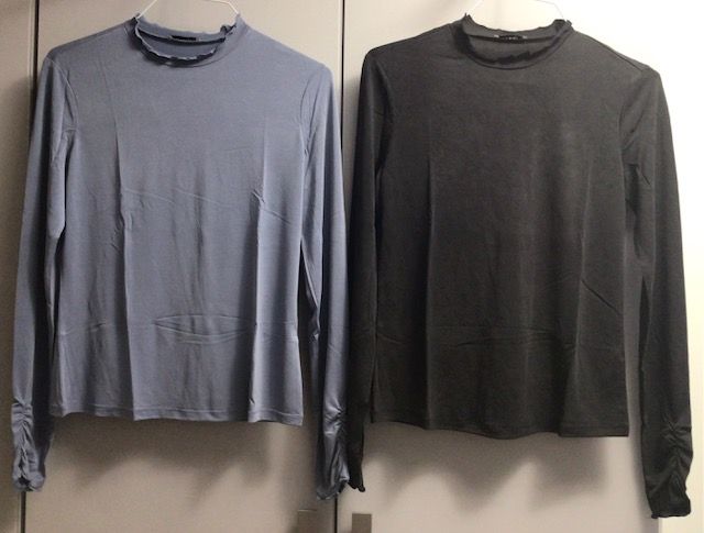 2 Basic-Shirts, Langarm, Orsay, Braungrau, Blaugrau, Gr. 38/40 in Leipzig