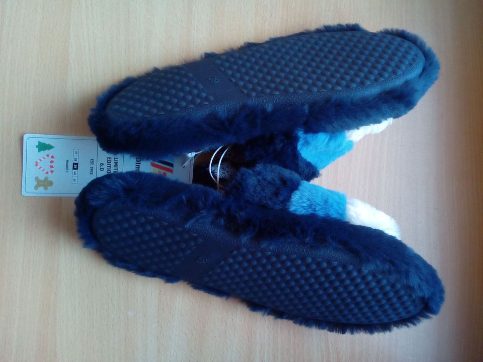 ALDI ALDIMANIA XMAS Hausschuhe Pantoffeln Schuhe Gr.39 blau NEU in Rheinberg