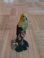 Deko Figur Wellensittich Vogel grün gelb handbemalt 15 cm Hessen - Großenlüder Vorschau