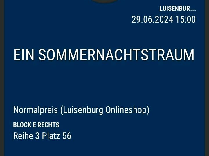 3 Tickets Luisenburgfestspiele Sommernachtstraum in Zapfendorf