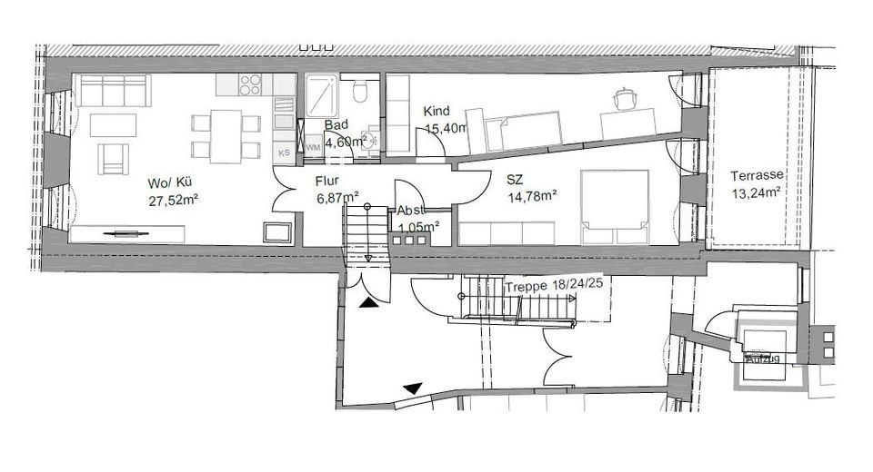 Stilvoll wohnen in der Innenstadt: Top-sanierte 3-Zimmer-Wohnung im 2. OG des Ludwig-Ensembles - mit großzügiger Terrasse - Erstbezug (ca. 76,84 m²) in Hof (Saale)