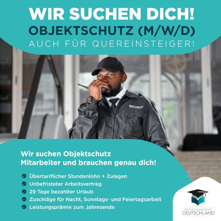 Objektschutz (m/w/d)| 15,50€-18,50€/Std.+BONUS**|job|security|quereinsteiger|sicherheitsmitarbeiter|vollzeit in Essen