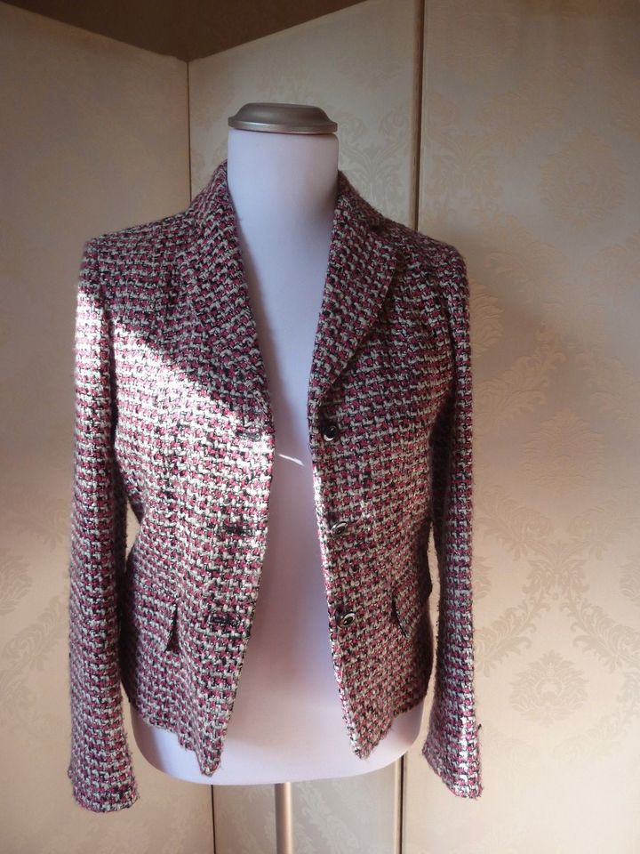 Boucle Blazer Pink Weiß Schwarz Gr. 38 in Wendelstein