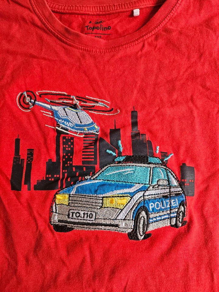 Topolino Shirt T-Shirt rot gr:122 mit Polizei Motiv in Thum