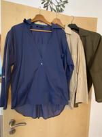 Bluse wickeloptik Sommer, bonprix gr 42, jeansblau, beige, Khaki Bayern - Winkelhaid Vorschau