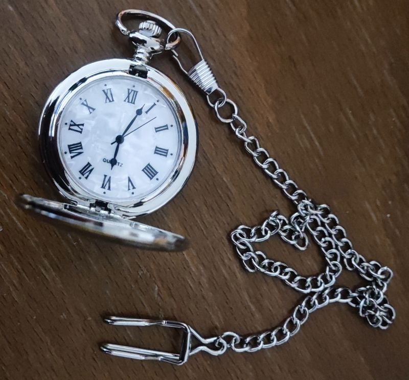 Hochglanz polierte Quarz Taschen Uhr mit Kette in Ober-Ramstadt
