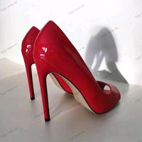 High Heels Peep Toe Pumps rot Lack Größe 42 Berlin - Hellersdorf Vorschau