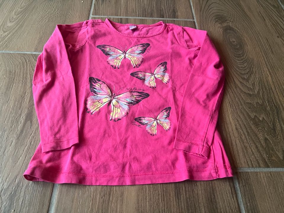 Dopodopo Shirt langarm 128 Schmetterlinge pink in Essen