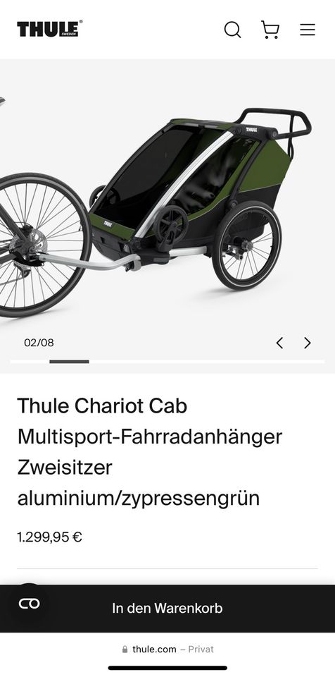 Thule Chariot Cab 2 Multisport-Fahrradanhänger Zweisitzer in Bielefeld