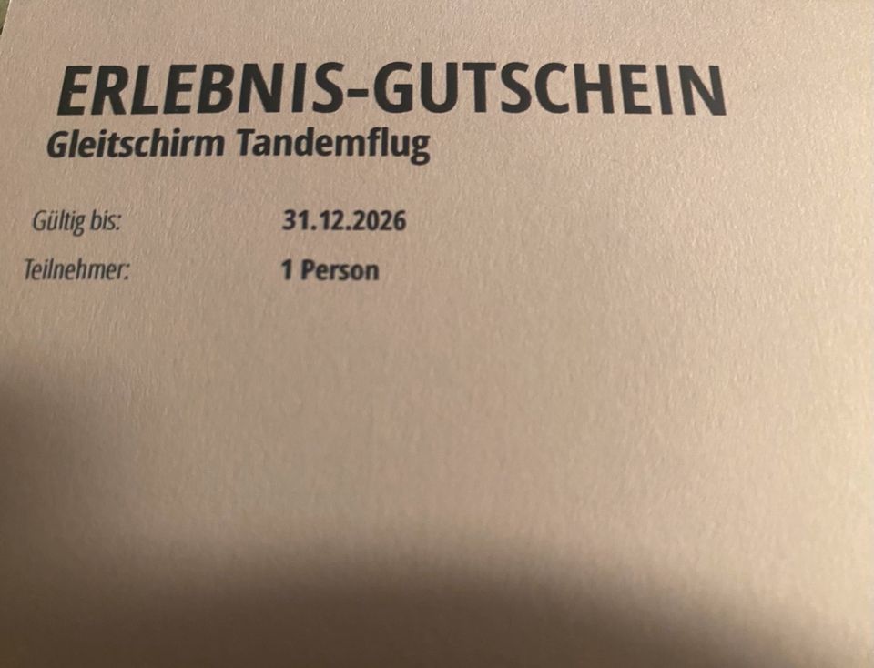 Jochen Schweizer Gutschein Tandemflug 1x Person in Hamburg