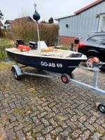 Angelboot, Motorboot mit Trailer und  Außenborder 6 PS Mercury Hessen - Niestetal Vorschau