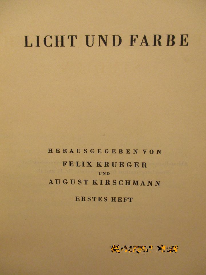 Felix Krueger,  Neue psychologische Studien.  .(507) in Berlin