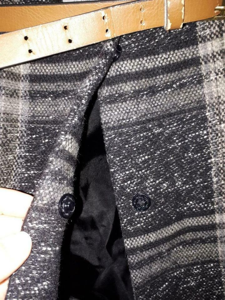 grau beige schwarz karierter ZARA Mantel mit Gürtel Gr. L in Karlsruhe