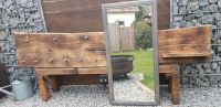 HANDMADE MASSIVHOLZ WANDGARDEROBE MIT SPIEGEL GRAU HOLZ UND ABLAG Baden-Württemberg - Oedheim Vorschau