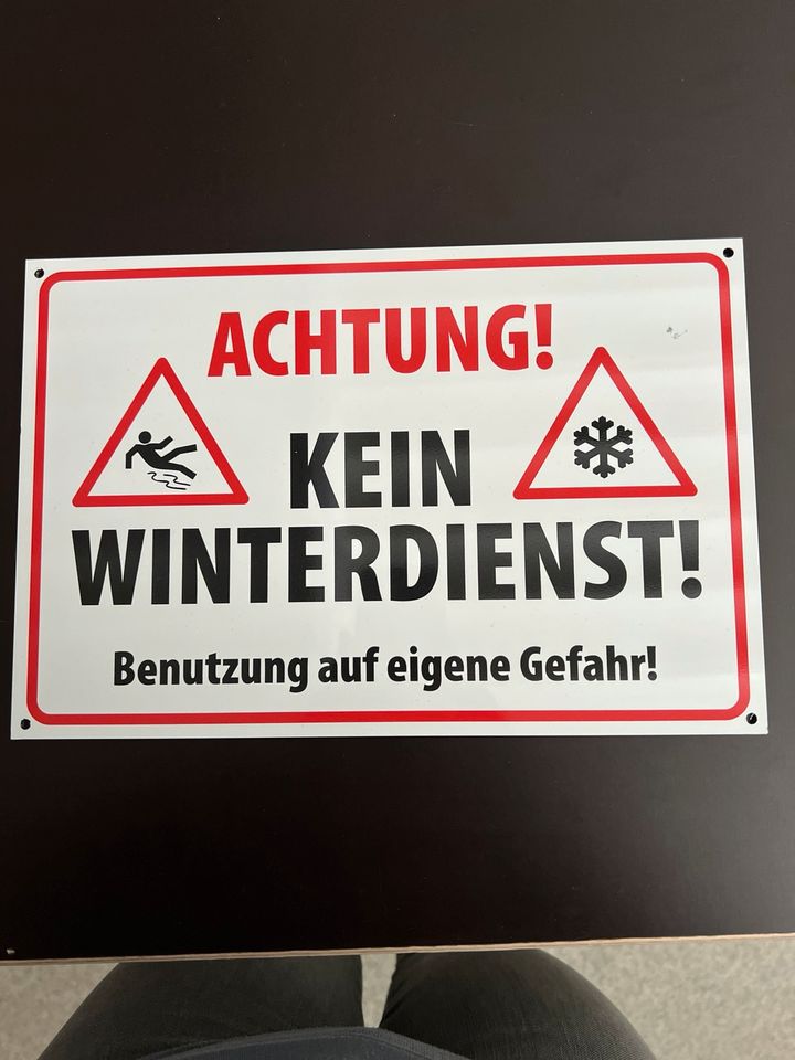 Hinweisschild Achtung kein Winterdienst aus Alu Dibond 30x20cm in Northeim