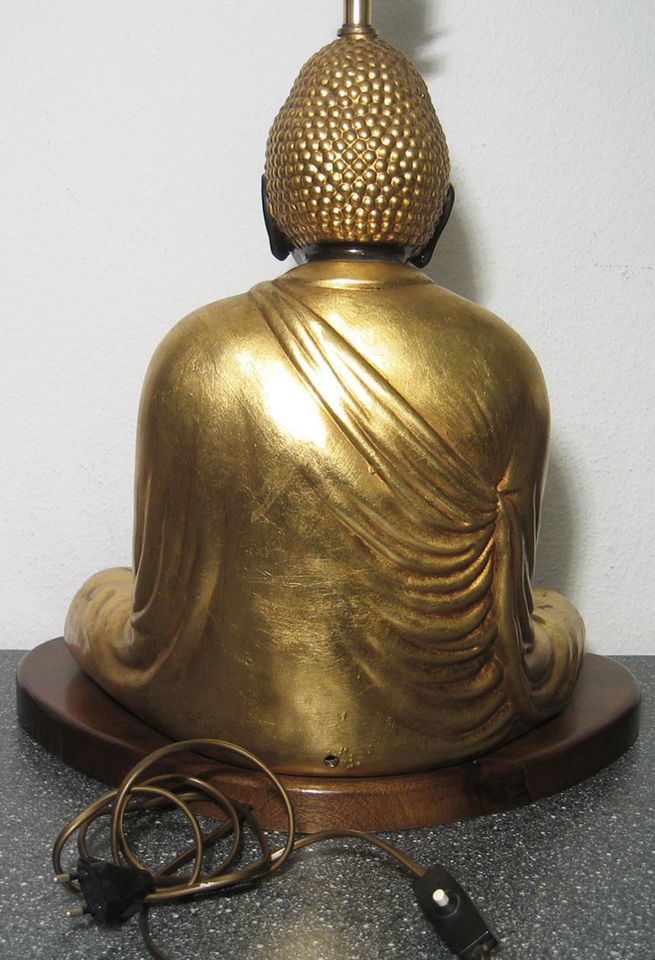 alte Buddha Lampe Tischlampe Blattgold Vintage Budda 70er Italy in Dinslaken