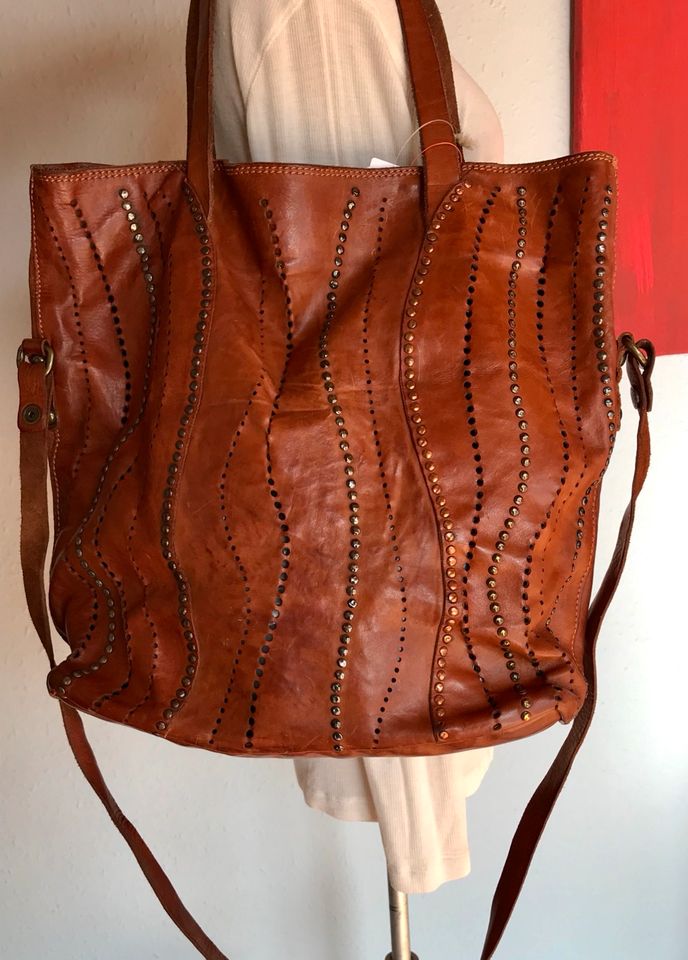 CAMPOMAGGI TASCHE LEDERTASCHE SHOPPER COGNAC NIETEN LEDER in Göppingen