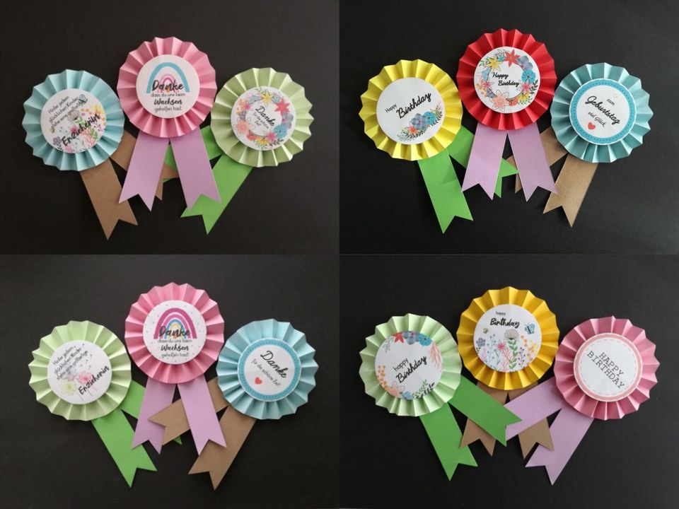 Badges Rosetten Handmade, Geburtstag, Danke und Fest im Einzel in Markt Indersdorf