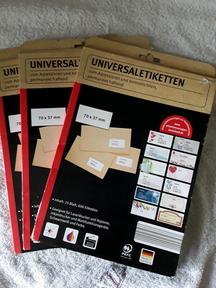 3x Etiketten Universaletiketten für Drucker und Kopierer 70x37 mm in Dortmund