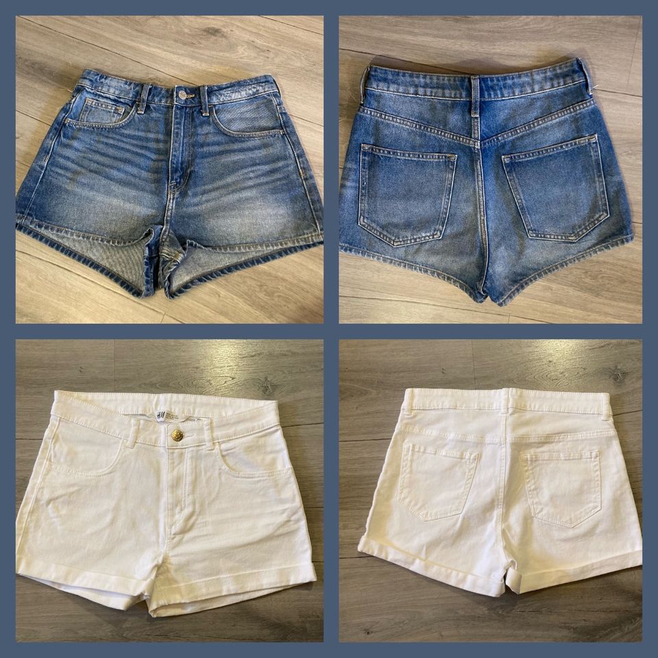 ♥️ Jeans Shorts Mädchen Damen weiß & denim Gr. S 36 ♥️ in Triptis