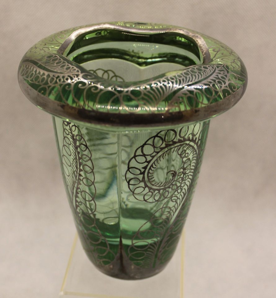 Pierre D´Avesn Art Déco Jugendstil Vase Massivglas Silber Daum in Völklingen