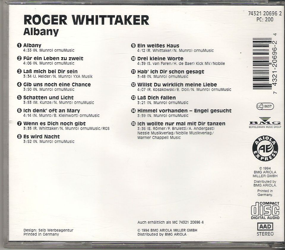 CD Roger Whittaker - Albany in Eberswalde