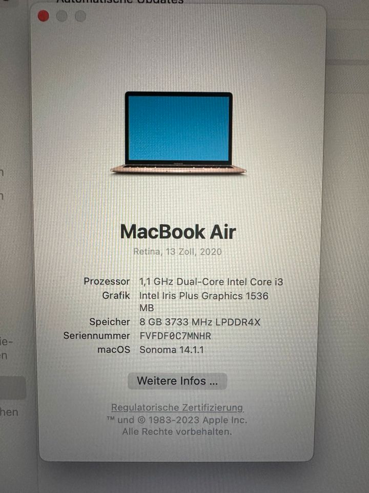 Apple MacBook Air (2020) 13,3 Zoll in Neufahrn in Niederbayern