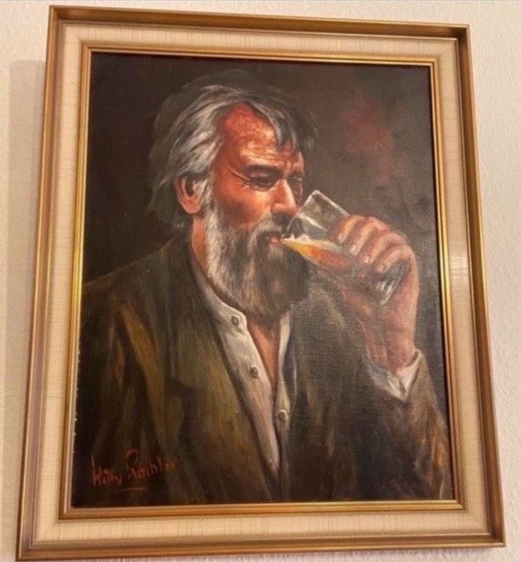 Willy Rochler Gemälde Porträt Selbstporträt original signiert in Südbrookmerland