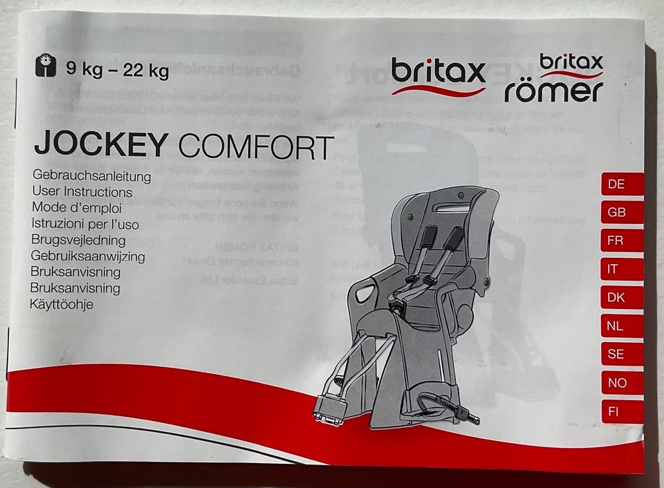 Britax Römer Jockey Comfort, Fahrradsitz, 9-22 kg, WIE NEU! in Lauterbach (Hessen)