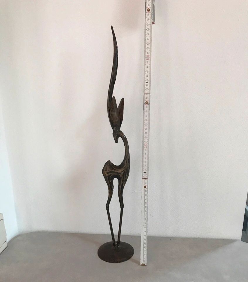 Gazelle Skulptur Metall gebürstet Kunstvoll Art Deko in Oberhausen (bei Bad Bergzabern)