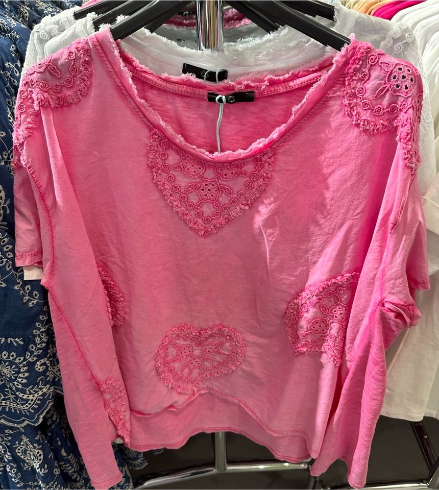 Damen Herz Stickerei Tunika Shirt Baumwolle l xl 2Xl in Groß-Gerau