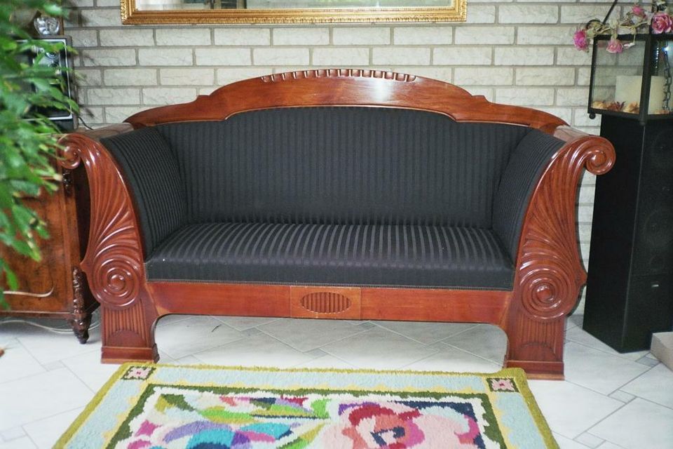 Art Deco-Sofa, Spät-Biedermeier-Sofa ca. 1880 mahagoni dänisch in Wolfsburg