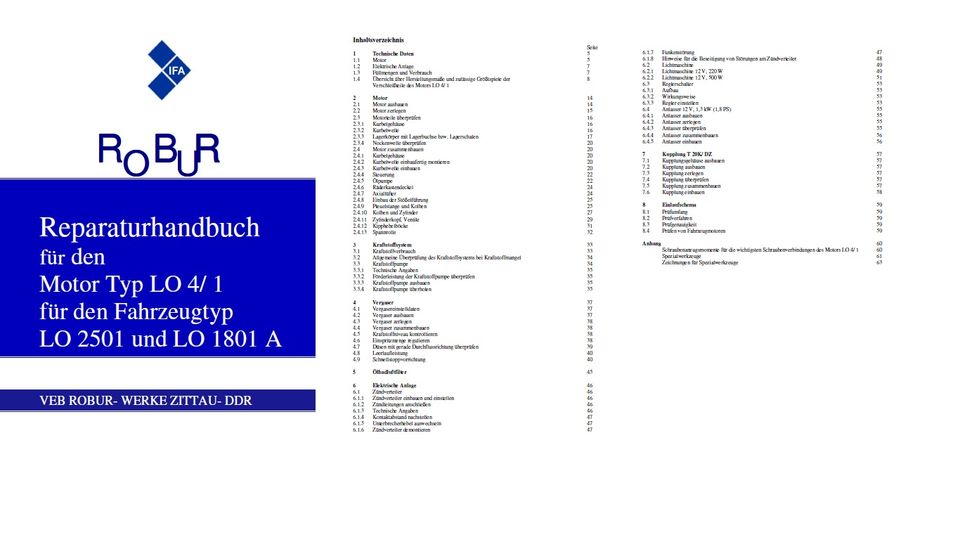 Reparaturhandbuch ROBUR LO 2501 LO 1801 A LO 4/1 in Hohe Börde