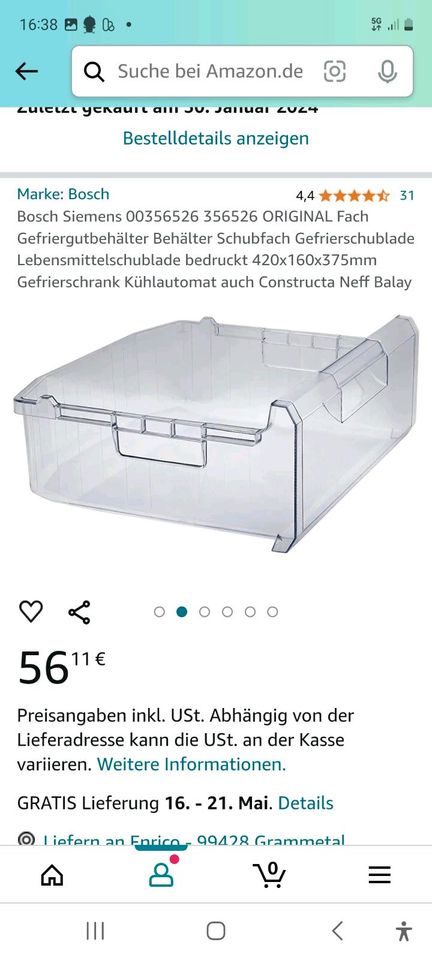 Gefrierschrank Schubladen neu Bosch/Siemens in Isseroda