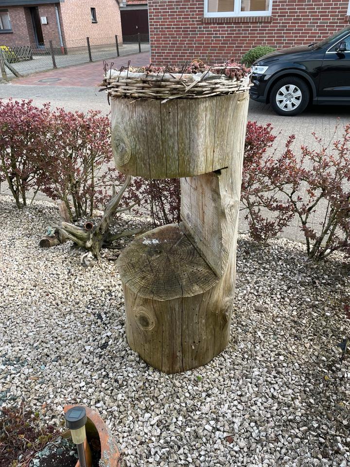 Baumstamm mit Aussparung, Gartendeko Laternenpfahl Blumendeko in Garrel