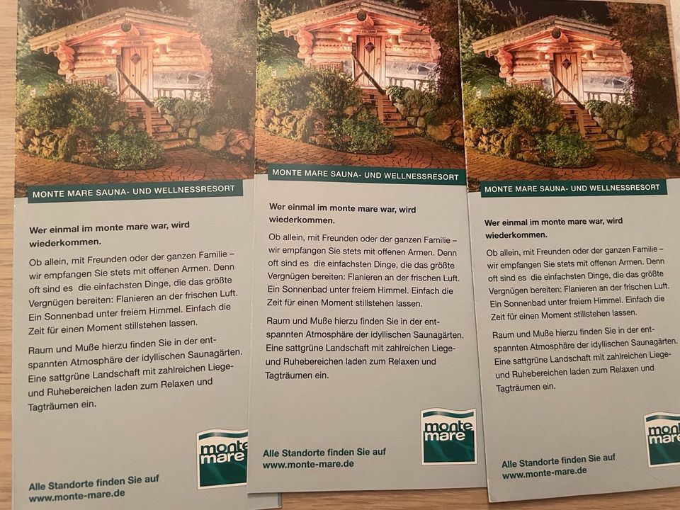 3 x Eintrittskarten Monte Mare Rheinbach gesamt Guthaben 127,50€ in Remagen