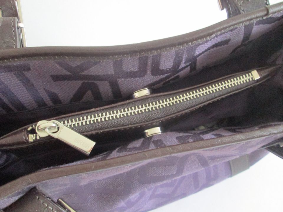 Bree Tasche Handtasche Leder Textil lila braun Logo im Stoff in Wuppertal