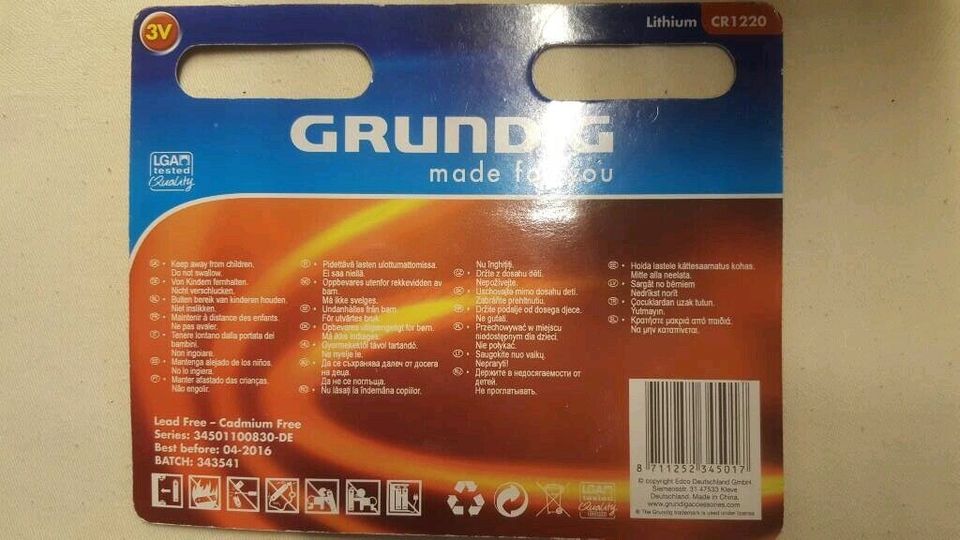 CR1220  35 mAh GRUNDIG  3V   11×5 in Alfter