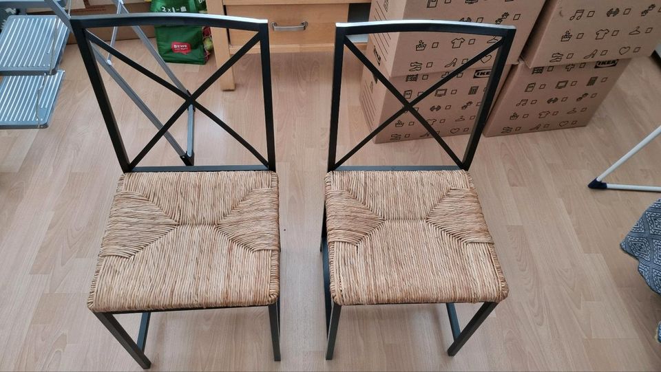 2x Ikea Metallstuhl mit Rattan Sitzfläche in Rödermark